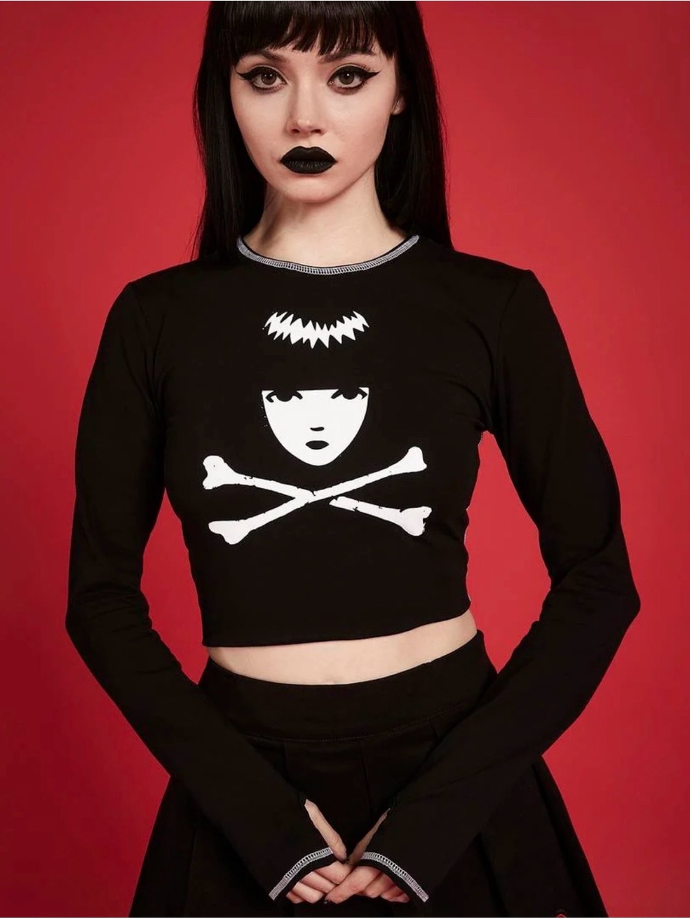Dolls Kill x Emily The Strange Stay Distant Long Sleeve Top XS